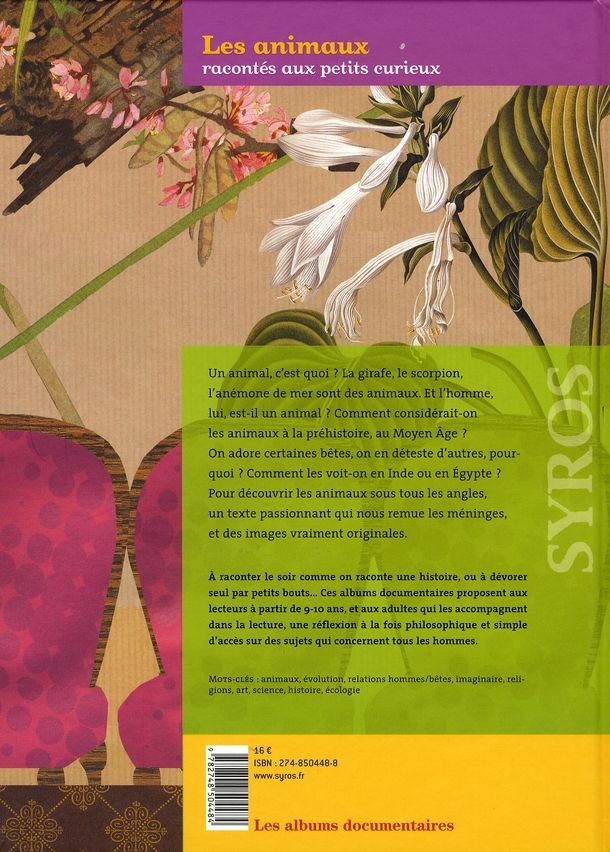 Quatrième de couverture de « Les animaux racontés aux petits curieux »