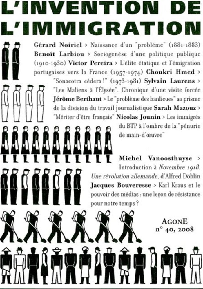 Couverture du livre « AGONE 40 - L INVENTION DE L IMMIGRATION », librairie Les Contes Infusés à Corte