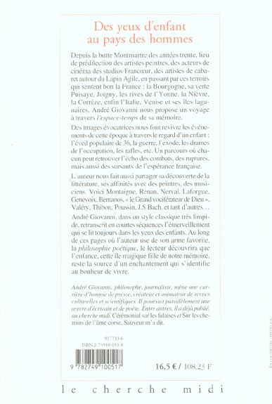 Quatrième de couverture de « DES YEUX D'ENFANT AU PAYS DES HOMMES »