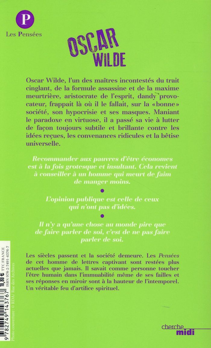 Quatrième de couverture de « Pensées, maximes et anecdotes »