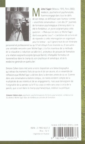 Quatrième de couverture de « RENCONTRE AVEC MICHEL SAPIR - LE CORPS EN RELAXATION »