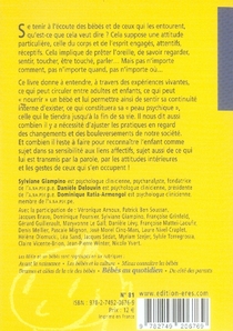 Quatrième de couverture de « 1001 BB 081 - A L'ECOUTE DES BEBES ET DE CEUX QUI LES ENTOURENT »