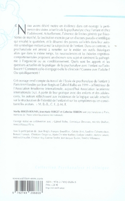 Quatrième de couverture de « ACTUALITES DE LA PSYCHANALYSE CHEZ L'ENFANT ET CHEZ L'ADOLESCENT »
