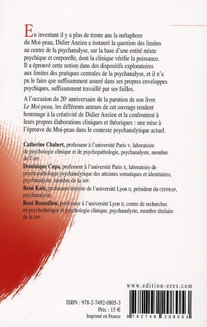 Quatrième de couverture de « DIDIER ANZIEU : LE MOI-PEAU ET LA PSYCHANALYSE DES LIMITES »