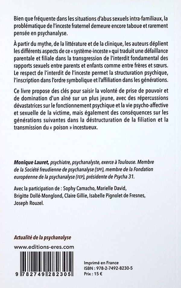 Quatrième de couverture de « L'inceste fraternel »