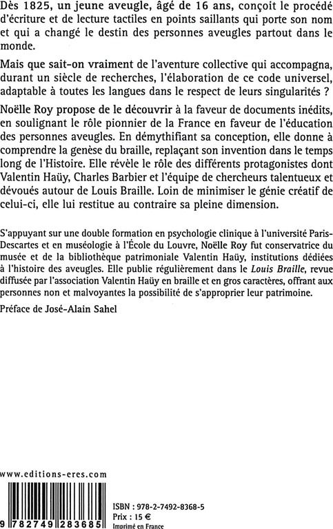 Quatrième de couverture de « Louis Braille, un code de vie »