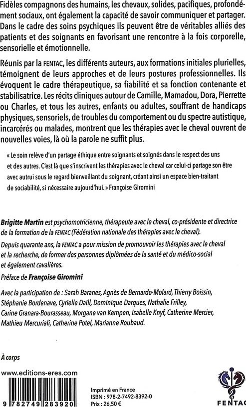 Quatrième de couverture de « Thérapies avec le cheval : nouvelles perspectives de soin »