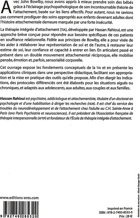 Quatrième de couverture de « La thérapie intégrée d'attachement »