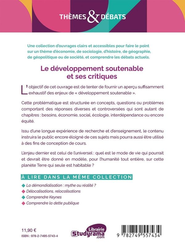 Quatrième de couverture de « Le développement soutenable et ses critiques : vers une transition sociale et écologique ? »