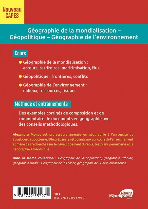Quatrième de couverture de « Géographie de la mondialisation, géopolitique, géographie de l'environnement »