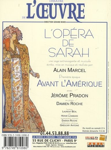 Quatrième de couverture de « L' OPERA DE SARAH »