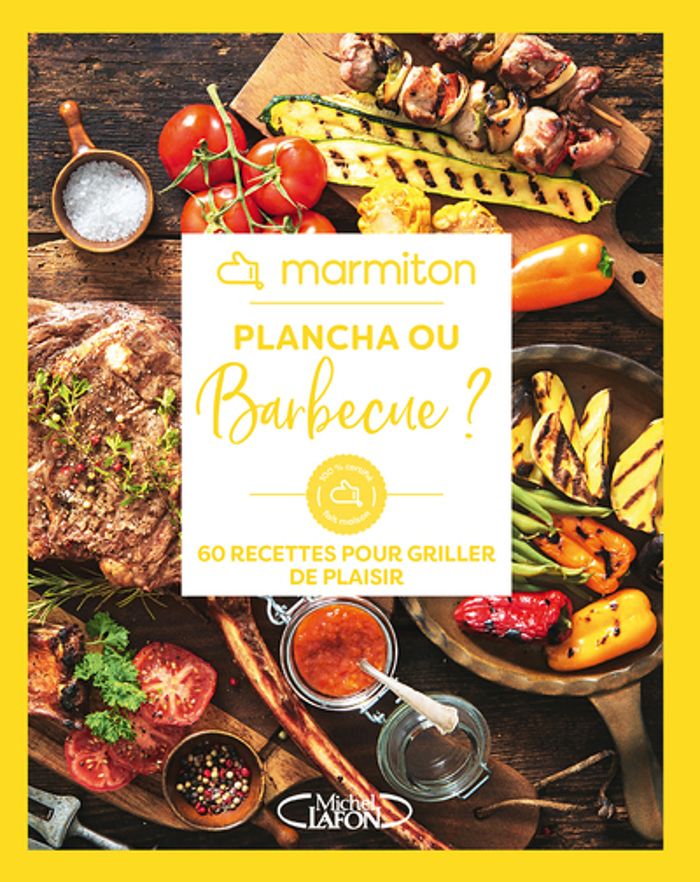 Couverture du livre « Plancha ou barbecue ? : 60 recettes pour griller de plaisir » de Marmiton, librairie Les Contes Infusés à Corte