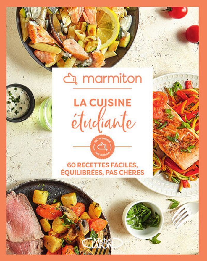 Couverture du livre « La cuisine étudiante : 60 recettes faciles, équilibrées, pas chères » de Marmiton, librairie Les Contes Infusés à Corte
