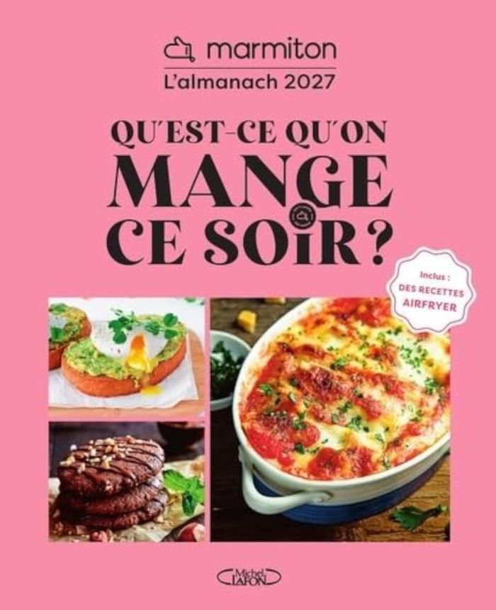 Couverture : L'ALMANACH MARMITON 2027 - QU'EST-CE QU'ON MANGE CE SOIR ?