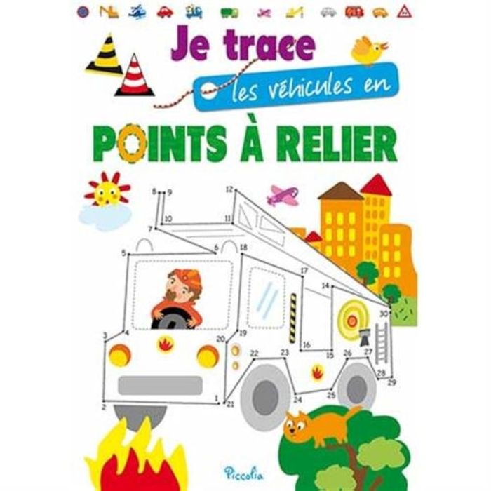 Couverture du livre « A PORTEE DE MAINS/JE TRACE LES VEHICULES EN POINTS A RELIER », librairie Les Contes Infusés à Corte