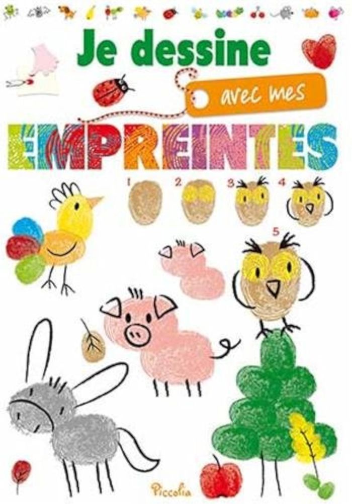 Couverture du livre « A PORTEE DE MAINS/JE DESSINE AVEC MES EMPREINTES » de Piccolia, librairie Les Contes Infusés à Corte