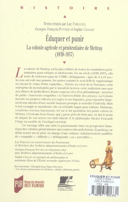 Quatrième de couverture de « EDUQUER ET PUNIR »
