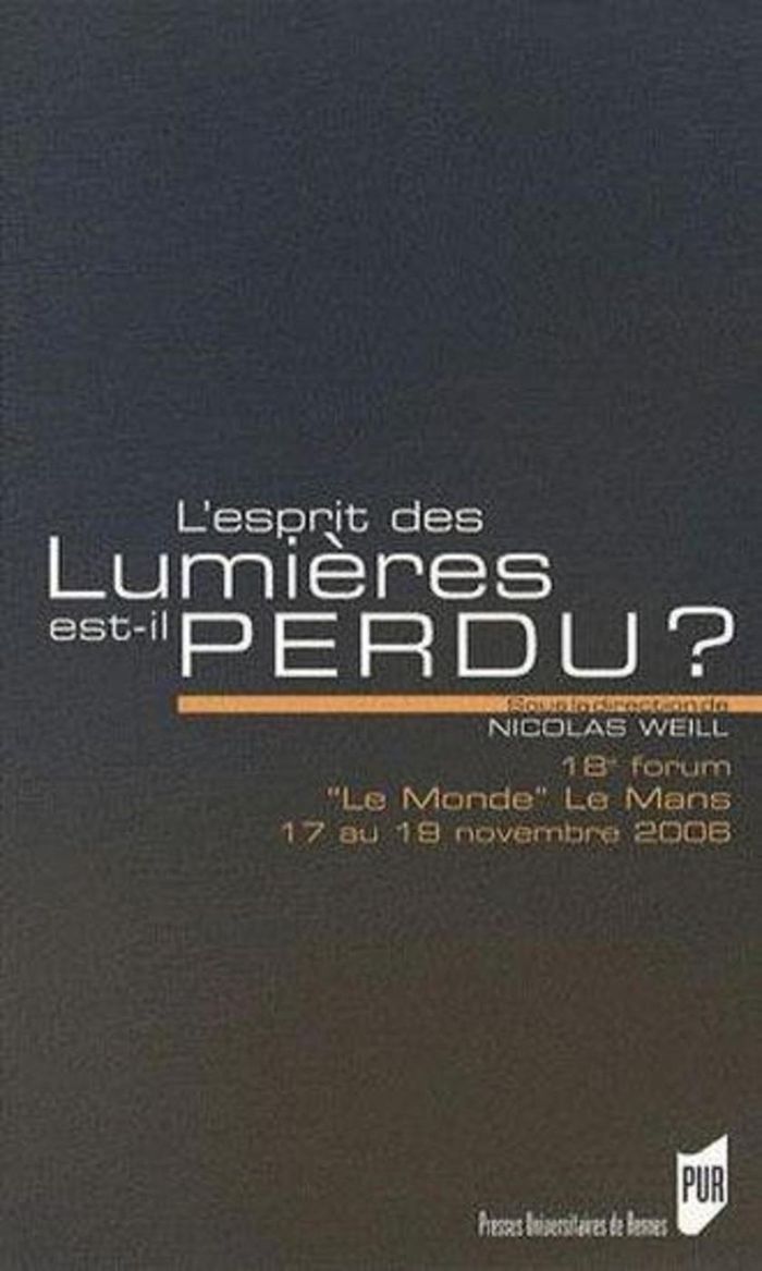 Couverture du livre « ESPRIT DES LUMIERES EST-IL PERDU ? », librairie Les Contes Infusés à Corte