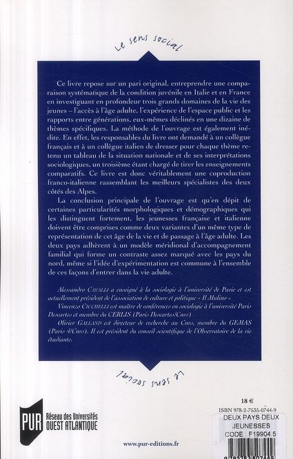 Quatrième de couverture de « DEUX PAYS DEUX JEUNESSES »