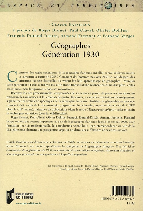 Quatrième de couverture de « GEOGRAPHES »