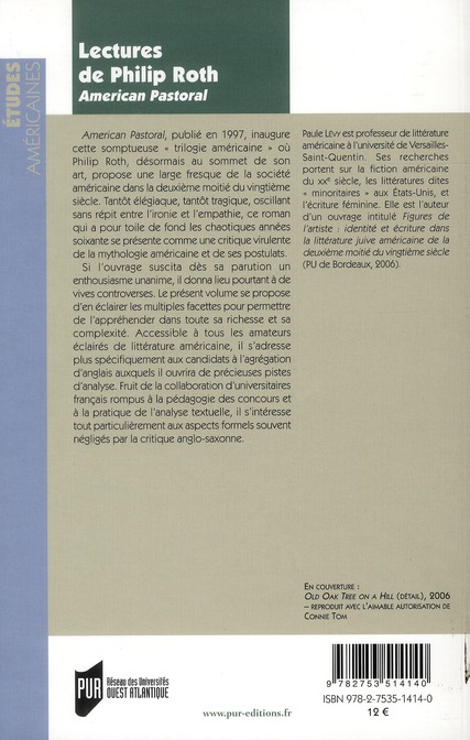 Quatrième de couverture de « LECTURES DE PHILIP ROTH »
