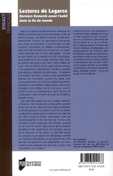 Quatrième de couverture de « LECTURES DE LAGARCE »