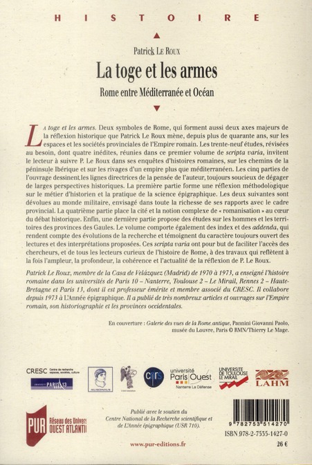 Quatrième de couverture de « TOGE ET LES ARMES »
