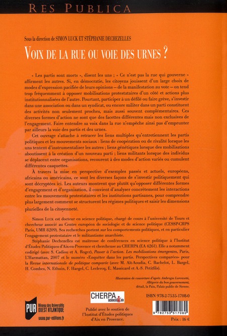 Quatrième de couverture de « VOIX DE LA RUE OU VOIE DES URNES »