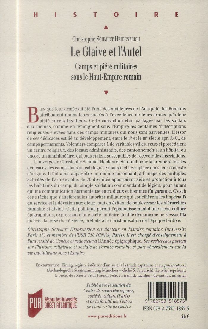 Quatrième de couverture de « GLAIVE ET L AUTEL »