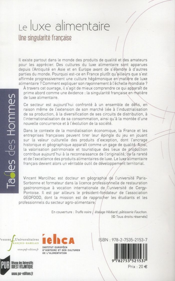 Quatrième de couverture de « LUXE ALIMENTAIRE »