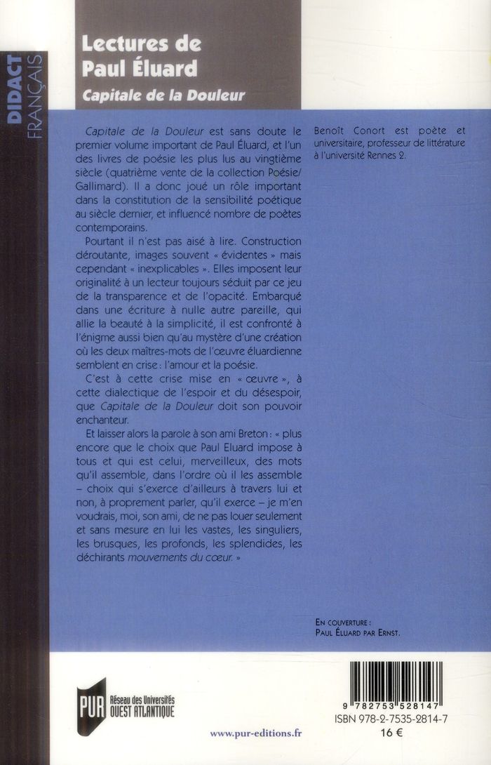 Quatrième de couverture de « LECTURES DE PAUL ELUARD »