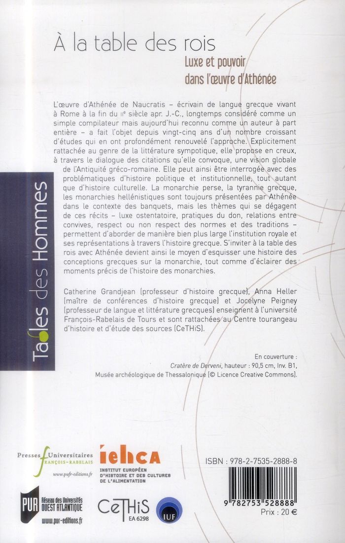 Quatrième de couverture de « A LA TABLE DES ROIS »