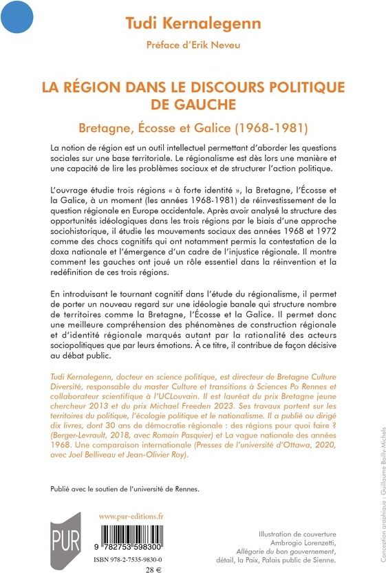 Quatrième de couverture de « La région dans le discours politique de gauche : Bretagne, Écosse et Galice, 1968-1981 »