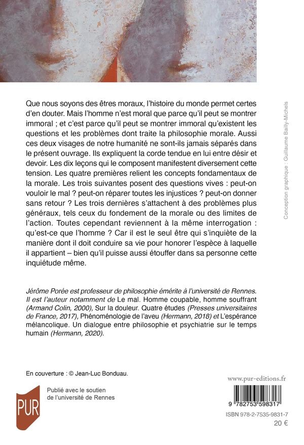 Quatrième de couverture de « Entre désir et devoir : dix leçons de philosophie morale »