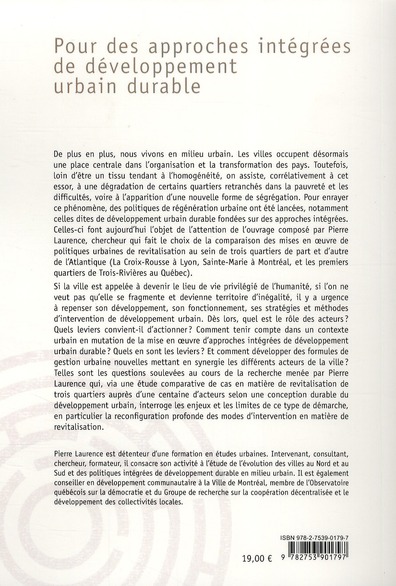 Quatrième de couverture de « POUR DES APPROCHES INTEGREES DE DEVELOPPEMENT URBAIN DURABLE »