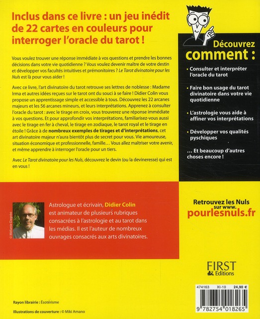 Quatrième de couverture de « TAROT DIVINATOIRE POUR LES NULS »