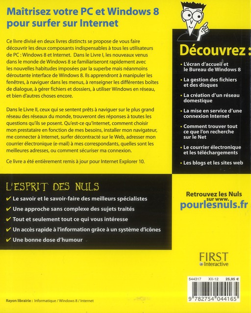 Quatrième de couverture de « WINDOWS 8 ET INTERNET POUR LES NULS »