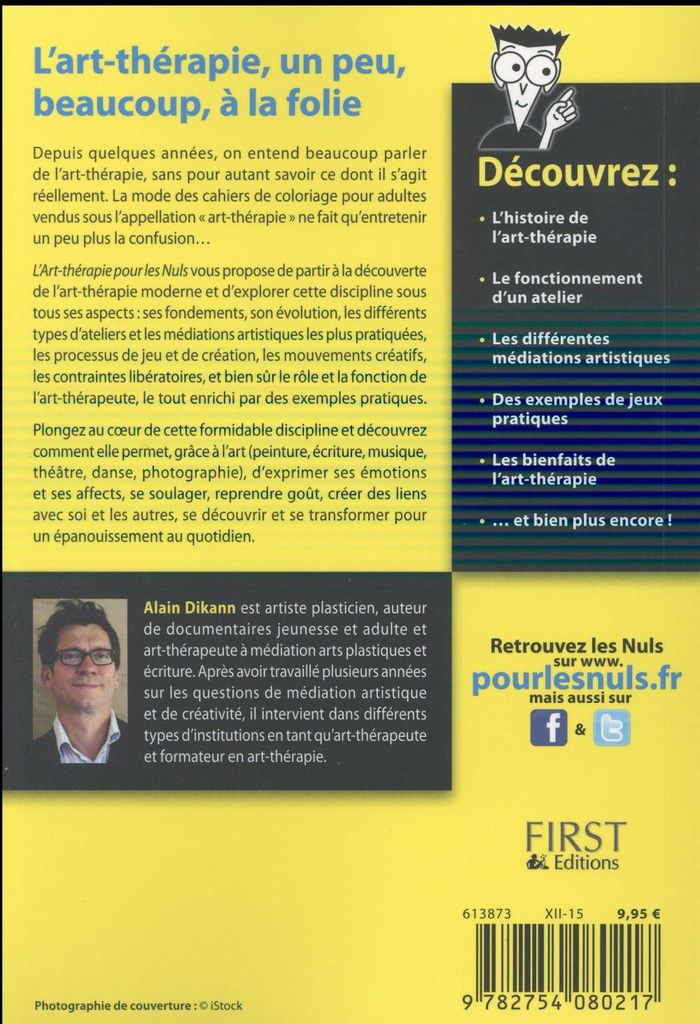 Quatrième de couverture de « L'ART-THERAPIE POCHE POUR LES NULS »