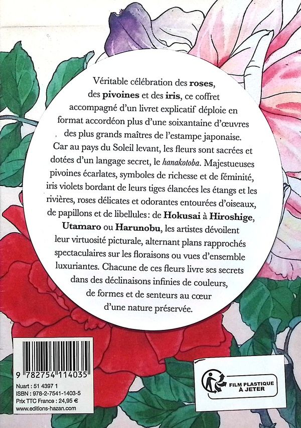 Quatrième de couverture de « Roses, pivoines et iris par les grands maîtres de l'estampe japonaise »