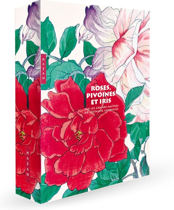 Couverture du livre « Roses, pivoines et iris par les grands maîtres de l'estampe japonaise » de Anne Sefrioui, librairie Les Contes Infusés à Corte