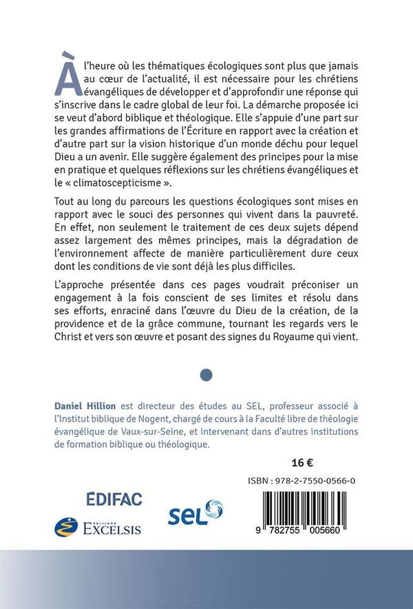 Quatrième de couverture de « Écologie et souci des pauvres : repères bibliques et théologiques »
