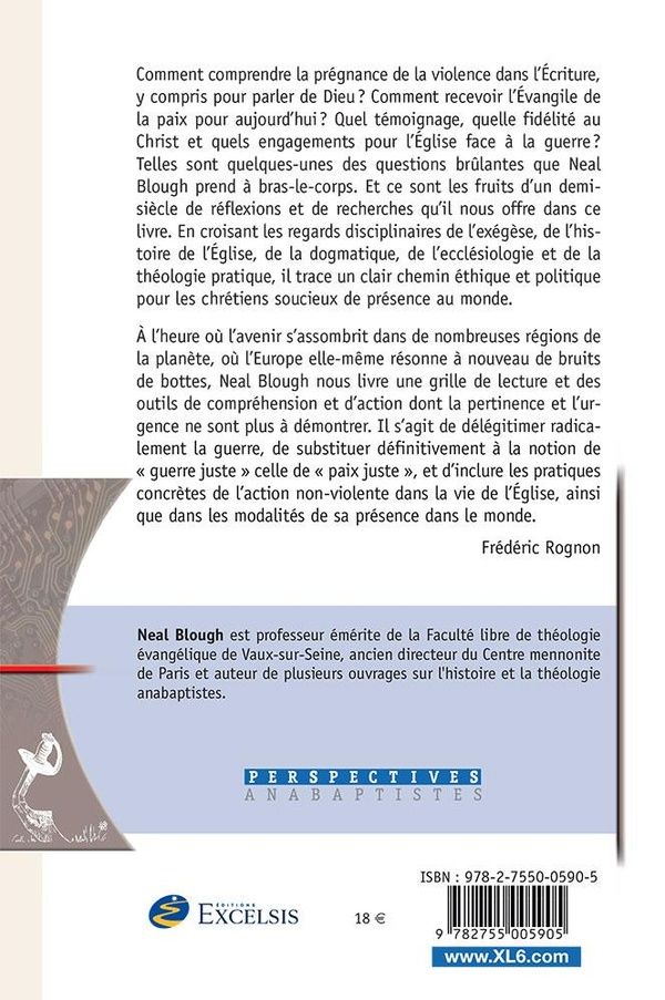 Quatrième de couverture de « L'Évangile comme récit de paix : l'Église face à la guerre et à la violence »