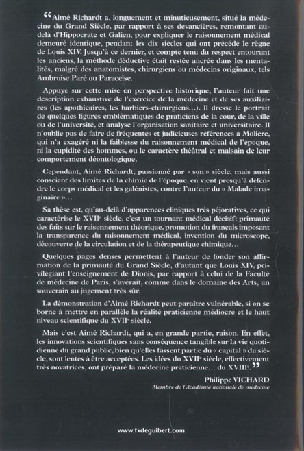 Quatrième de couverture de « LES MEDECINS DU GRAND SIECLE »