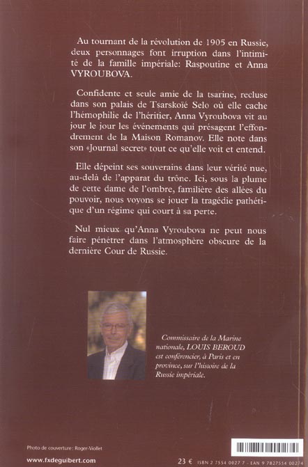Quatrième de couverture de « UNE DAME DE L'OMBRE A LA COUR DE RUSSIE - ANNA VIROUBOVA »