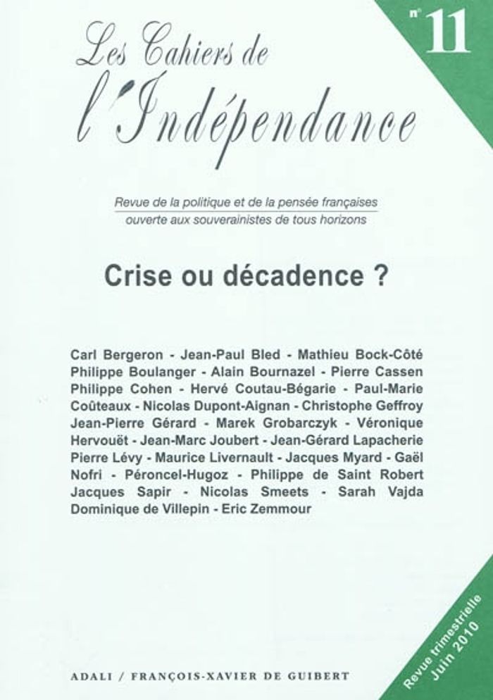 Couverture du livre « CAHIERS DE L'INDEPENDANCE N11 » de Collectif, librairie Les Contes Infusés à Corte
