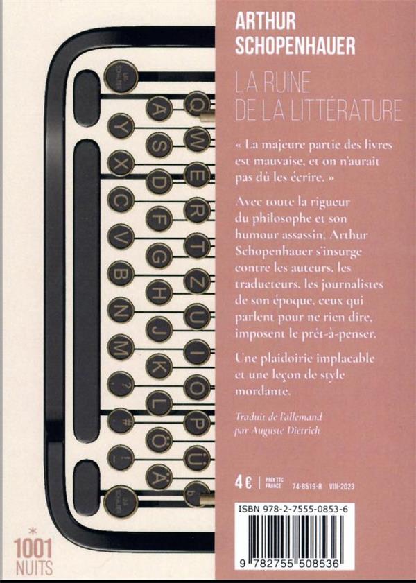 Quatrième de couverture de « LA RUINE DE LA LITTERATURE »