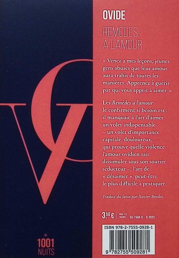 Quatrième de couverture de « Remèdes à l'amour »