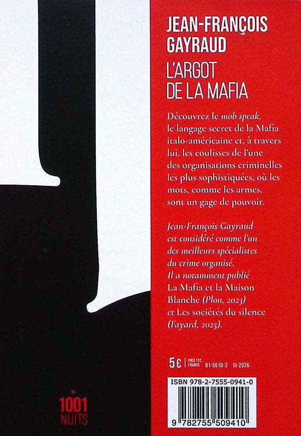 Quatrième de couverture de « L'argot de la mafia »