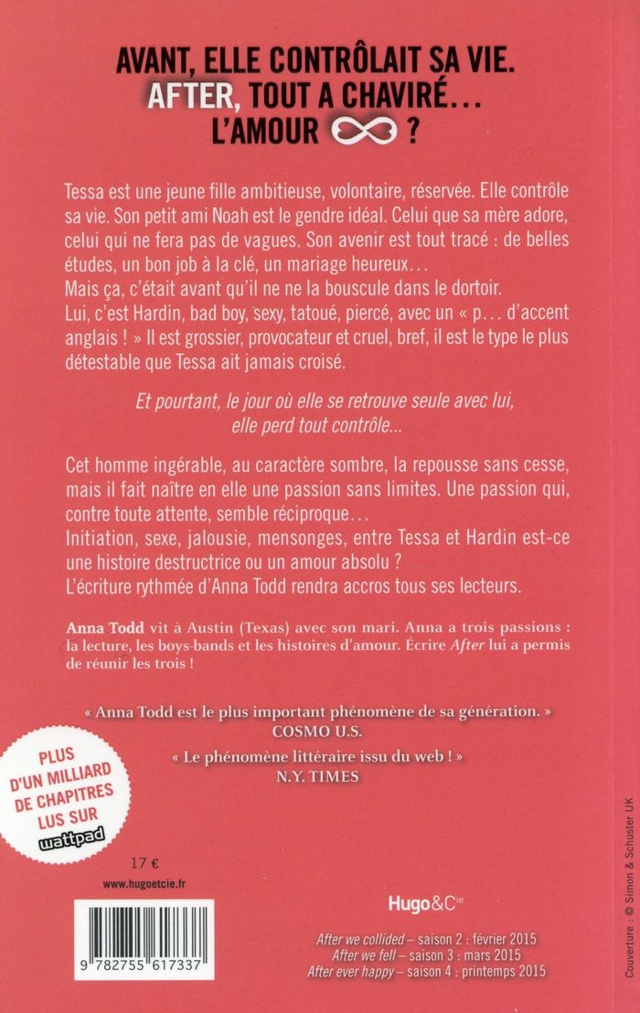 Quatrième de couverture de « After »