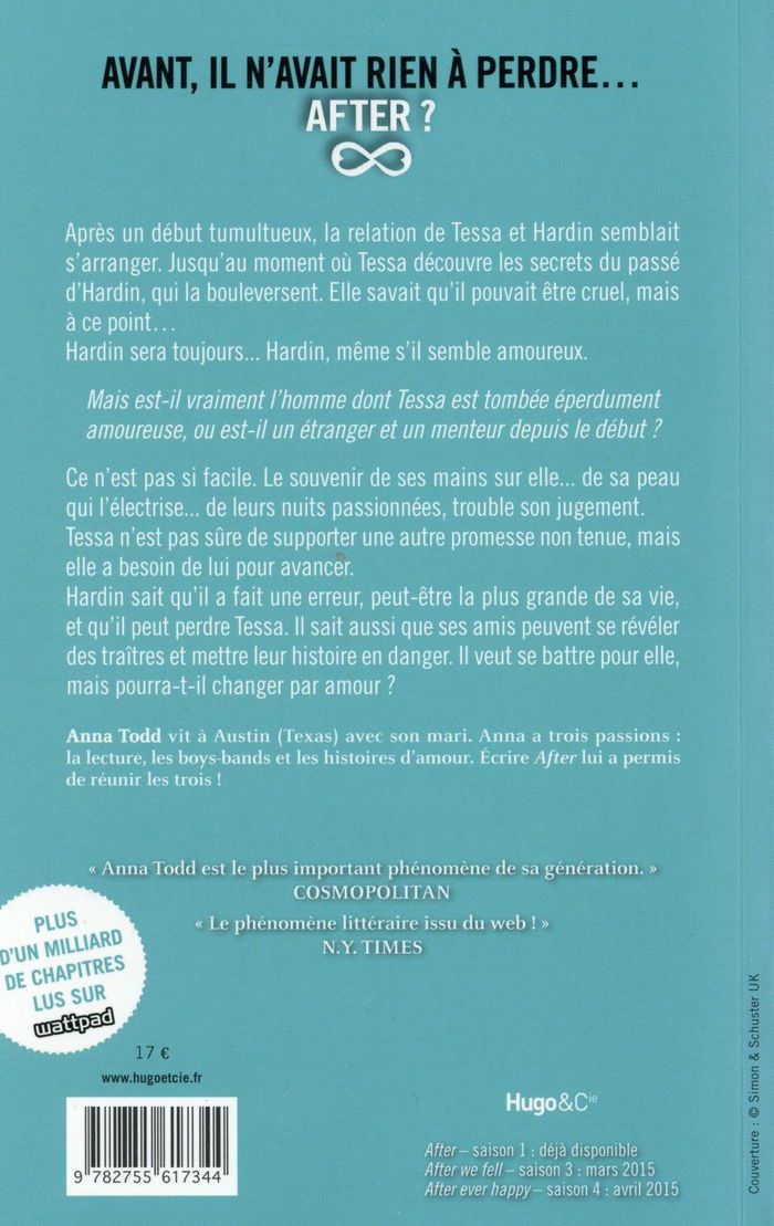Quatrième de couverture de « After we collided »